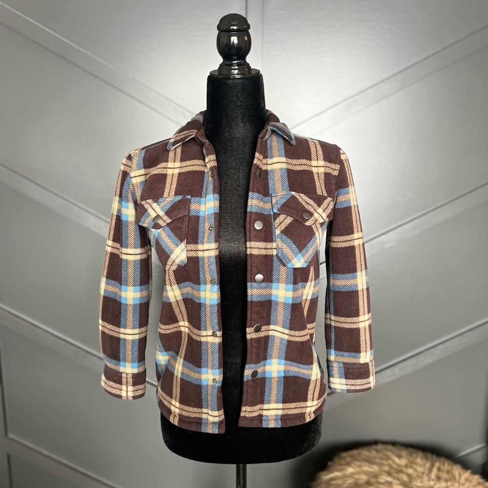 ▪️Brown plaid Sherpa lined jacket